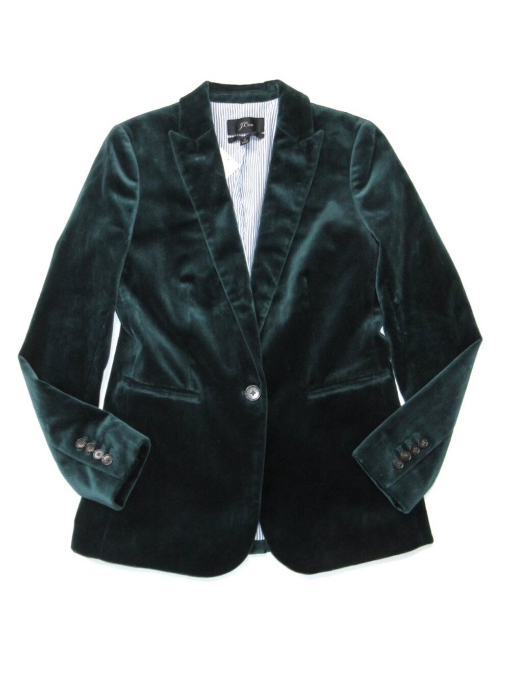 NWT J.Crew Parke Blazer in Old Forest Green Cotton Velvet Jacket 0